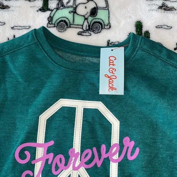 Cat & jack freak peace forever long sleeve  over sweater size small (6-7) new - Picture 5 of 9